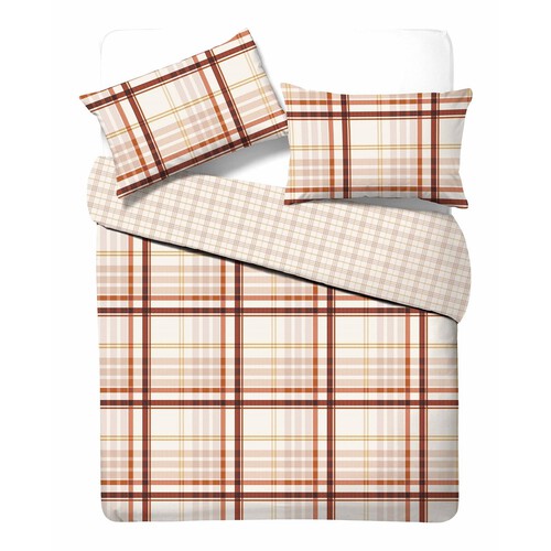 Nutmeg Easycare Check Duvet Set Single 