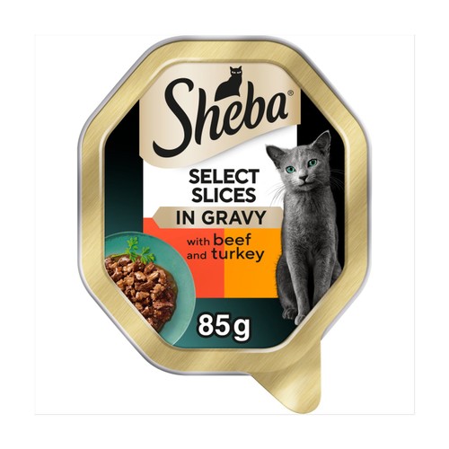 Sheba select slices cat food tray beef in gravy