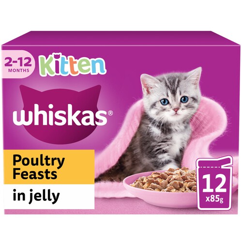 Whiskas Kitten Poultry Feasts Wet Cat Food Pouches in Jelly