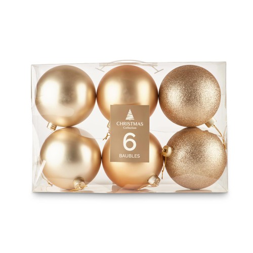 Morrisons Large Bauble Gold 6 Pack