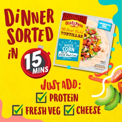 Old El Paso Gluten Free 10 White Corn Tortilla Wraps 208g