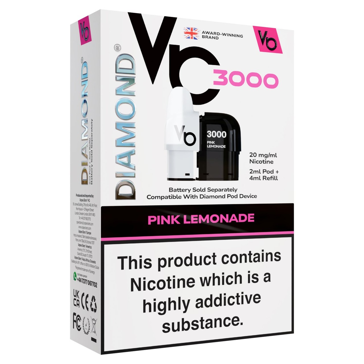Vapes Bars Diamond 3K Pod Pack Pink Lemonade