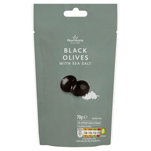 Morrisons Pitted Black Olives With Sea Salt (70g)