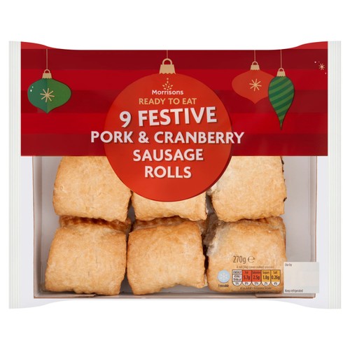 Morrisons 9 Festive Pork & Cranberry Sausage Rolls 270g