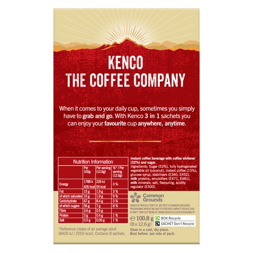 Kenco 3 In 1 Smooth White Coffee With Sugar 8 Sachets 