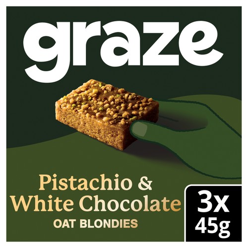 Graze Pistachio & White Chocolate Oat Blondies 3 x 45g