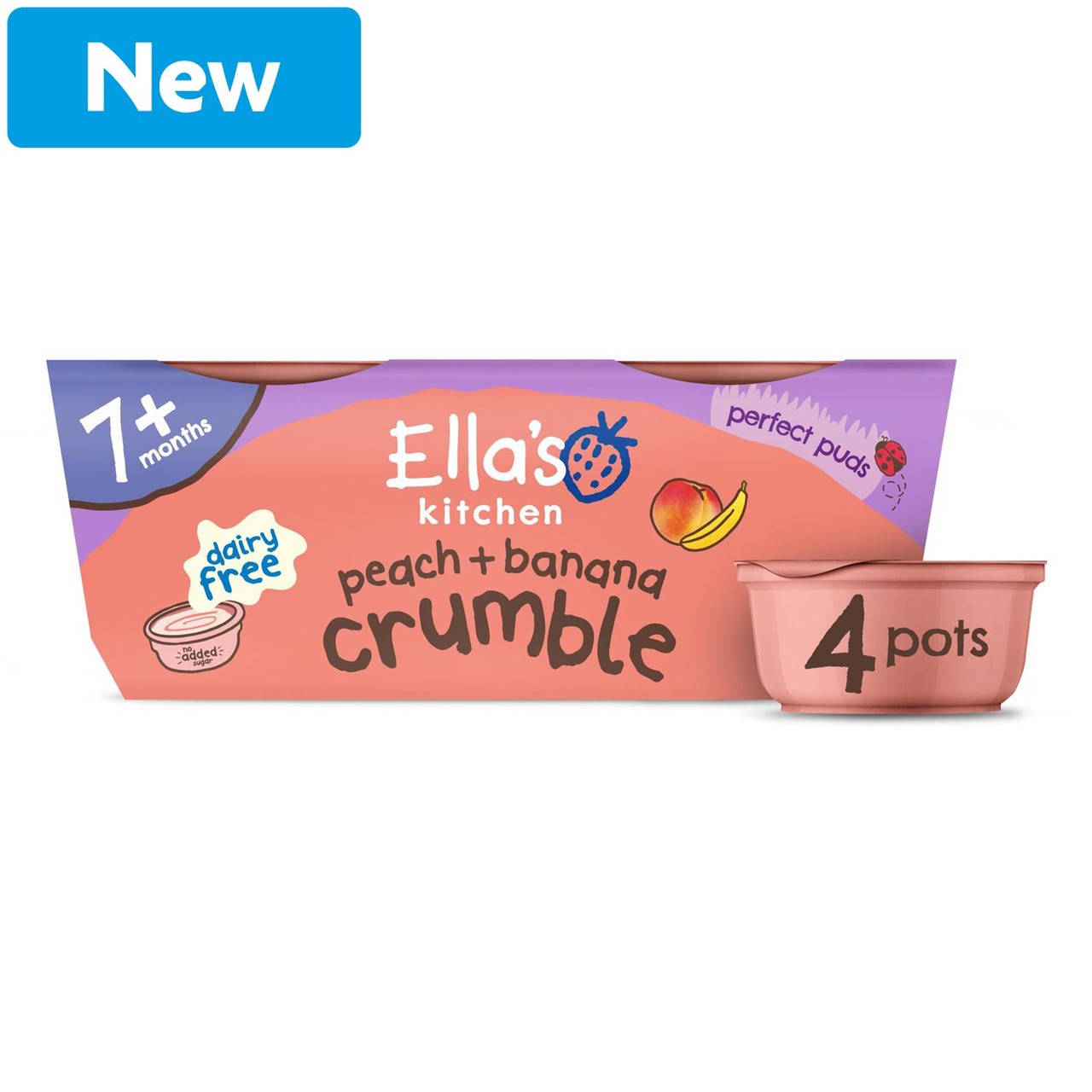 Ella's Kitchen Peach + Banana Crumble 7+ Months 4x80g