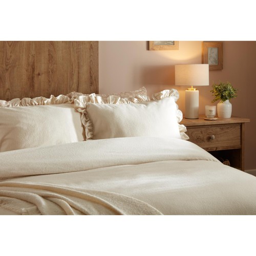 Home Style Taupe Frill Brushed Cotton Duvet Set Double