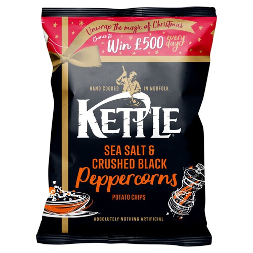 Kettle Chips Sea Salt & Crushed Black Peppercorns Sharing Crisps 