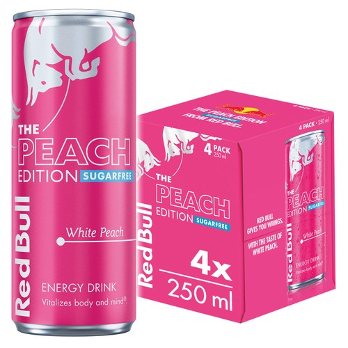 Red Bull Energy Drink Sugar Free Peach Edition White Peach