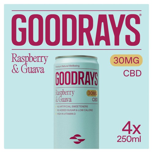 Goodrays Natural 30mg CBD Drink Raspberry & Guava 4 X 250Ml