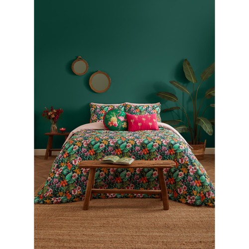 Nutmeg Home Hot House Tropical Floral Print Easy Care Duvet Set Double