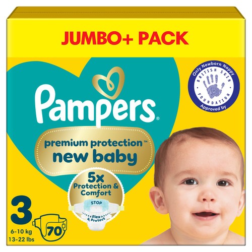Pampers Premium Protection New Baby Size 3 70 Nappies Jumbo+ Pack