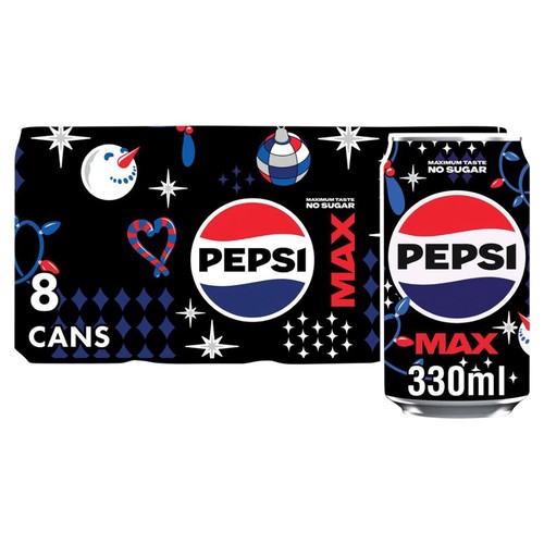 Pepsi Max No Sugar Cola Cans 8 x 330ml