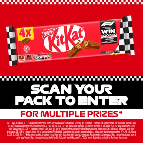 KitKat 4 Finger Milk Chocolate Bar Multipack 4x41.5g