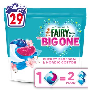 Fairy Non Bio Cherry Blossom & Nordic Cotton Big One Pods 29 Washes