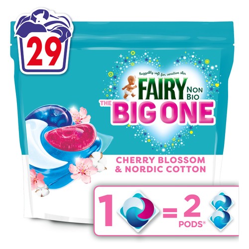 Fairy Non Bio Cherry Blossom & Nordic Cotton Big One Pods 29 Washes