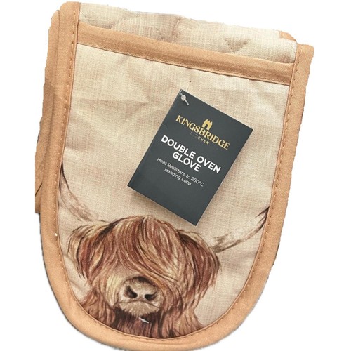 Home Style Highland Cow Double Oven Glove