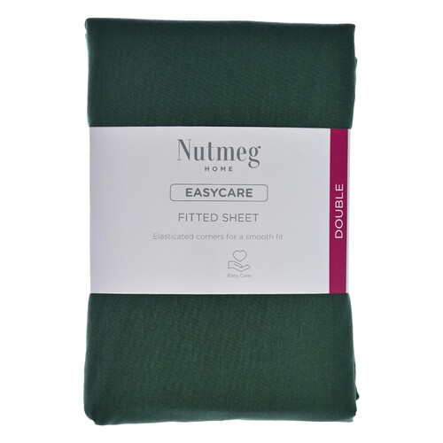 Nutmeg Home Easycare Forest Green Fitted Sheet Double