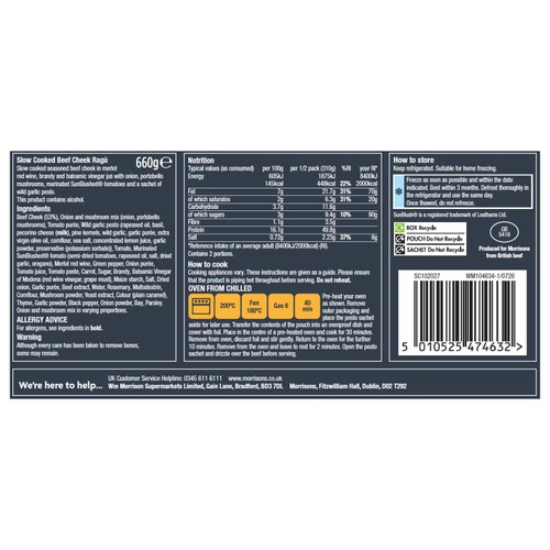 Morrisons Signature Slow Cooked Beef Cheek Ragu 660g