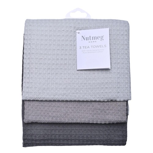 Nutmeg Home Waffle Grey Tea Towels