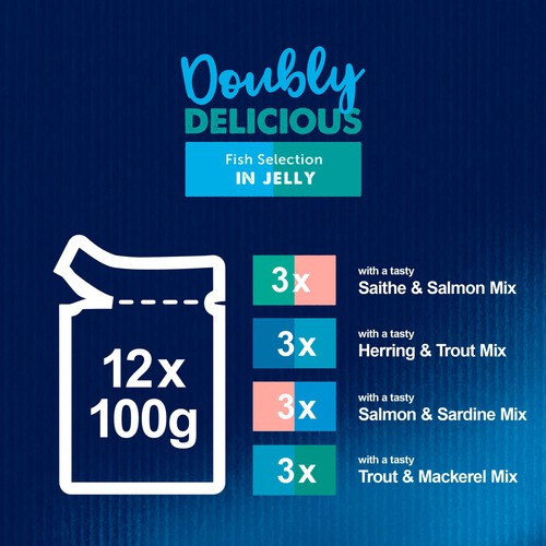 Felix Doubly Delicious Fish Selection in Jelly Wet Cat Food 