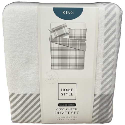 Home Style Brushed Cotton Cosy Check Duvet Set King