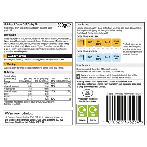 Harry Ramsden's Puff Pastry Chicken & Gravy Pie 500g