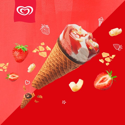 Cornetto Strawberry Ice Cream Cones 6 x 90ml