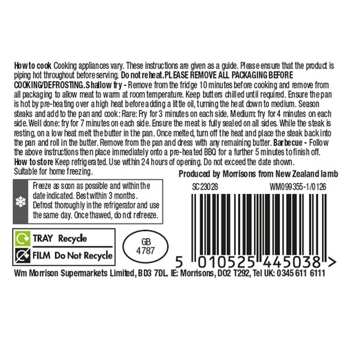 Morrisons Lamb Leg Steaks With Tandoori Butter 340g