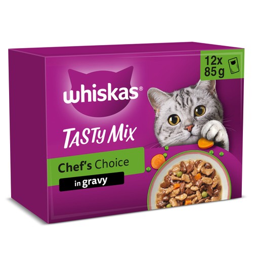 Whiskas 1+ Chef's Choice Mix Adult Wet Cat Food Pouches in Gravy
