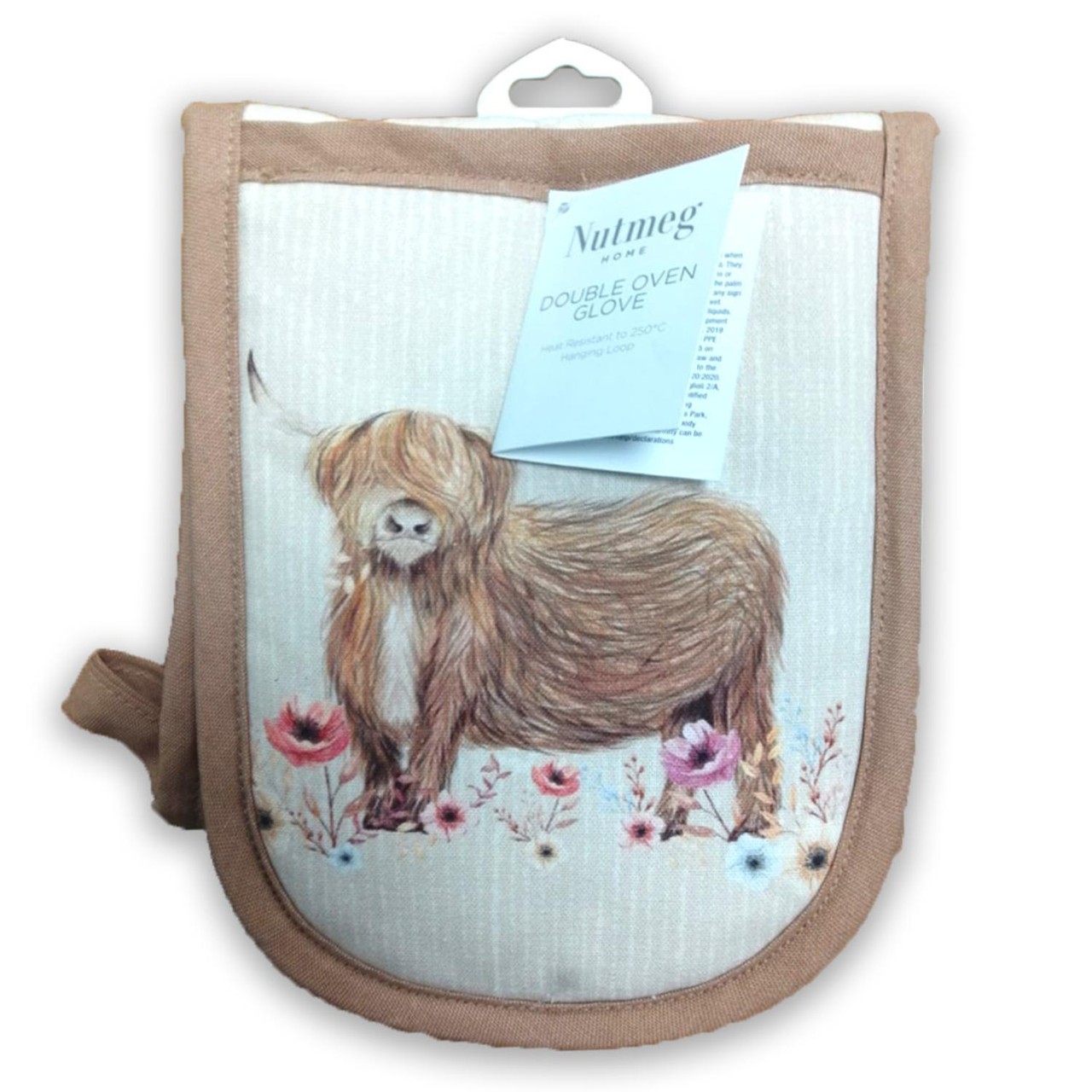 Nutmeg Home Watercolour Highland Cow Double Oven Glove