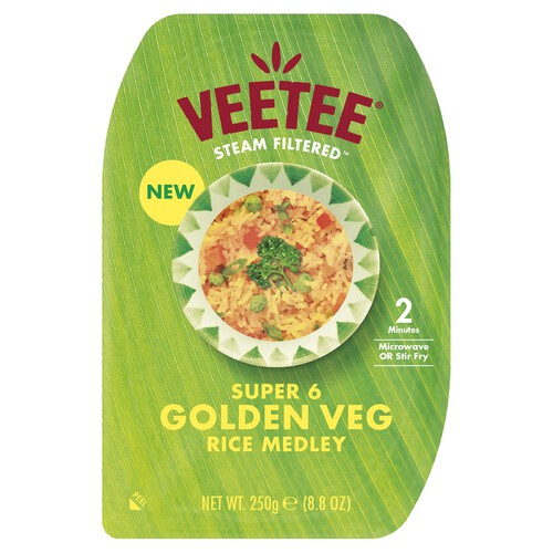 Veetee Super 6 Golden Veg Rice Medley 