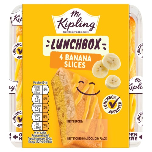 Mr Kipling Lunchbox Banana Cake Slices 4 Pack