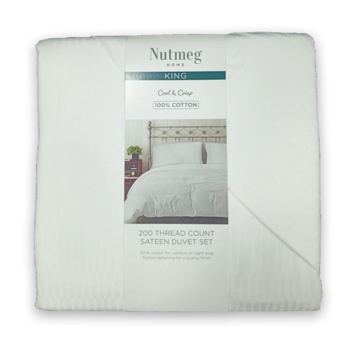 Nutmeg Home 100% Cotton Sateen White Duvet Set King
