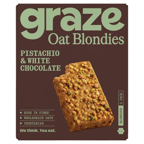 Graze Pistachio & White Chocolate Oat Blondies  3 x 45g