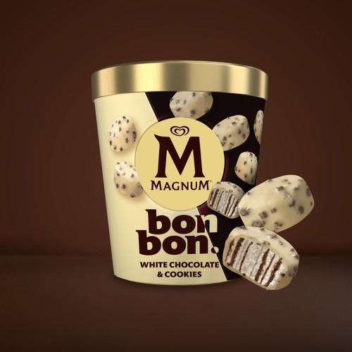 Magnum Bonbon White Chocolate & Cookies Ice Cream Frozen Snack   12 pack