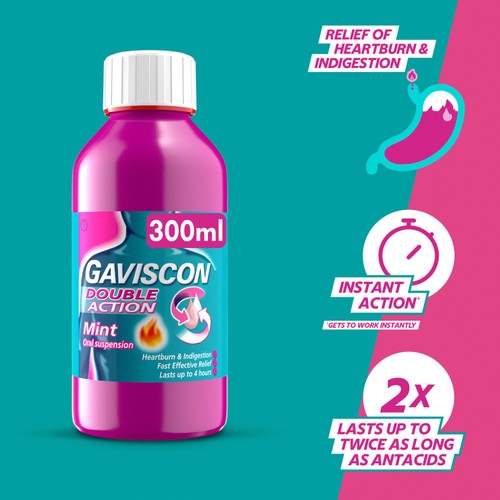 Gaviscon Double Action Heartburn & Indigestion Liquid Mint Flavour