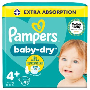 Pampers Baby-Dry Size 4, 44 Nappies, 9-14kg, Essential Pack