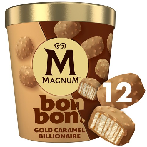 Magnum Bonbon Gold Caramel Billionaire Ice Cream Frozen Snack   12 pack