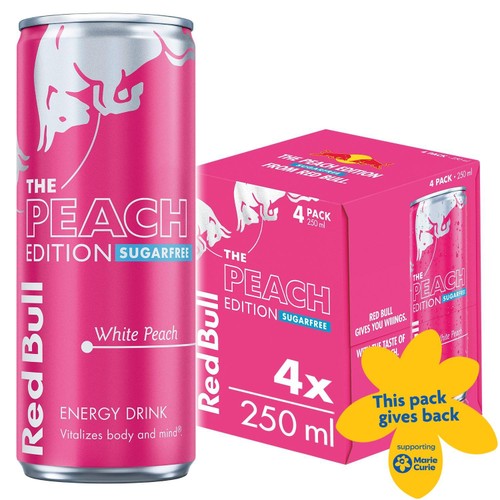 Red Bull Energy Drink Sugar Free Peach Edition White Peach