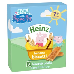 Heinz Peppa Pig Banana Biscotti Baby Food Snack 7m+ 8x40g
