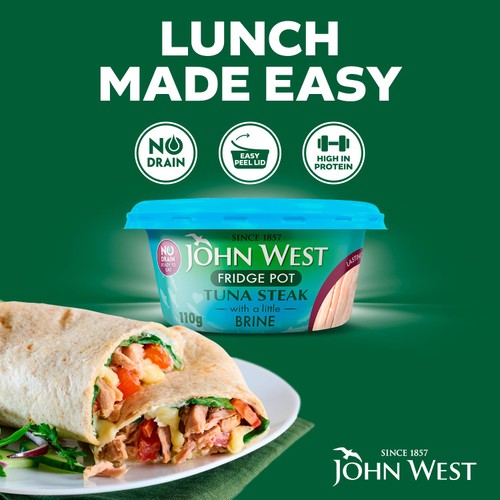 John West No Drain Fridge Pot Tuna Steak with a Little Brine 3x110g