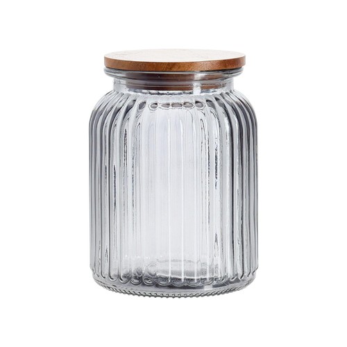 Kitchen & Co Ribbed Smoked Medium Glass Jar