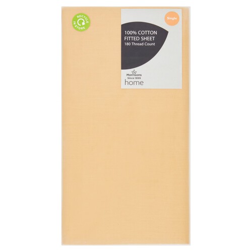 Morrisons 100% Cotton Sulpher Single Fitted Sheet