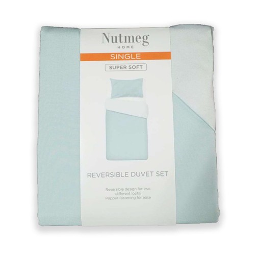 Nutmeg Home Soft Touch Mint Green Duvet Set Single