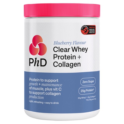 PhD Clear Whey Protein + Collagen Blueberry Flavour 300g