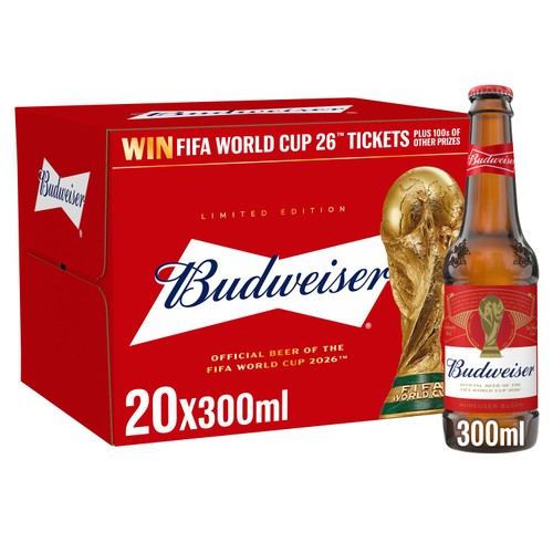Budweiser Lager Beer Bottles  20 x 300ml