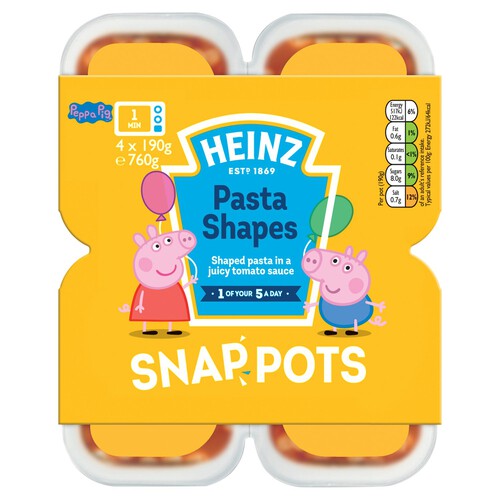 Heinz Peppa Pig Pasta Shapes Snap Pots