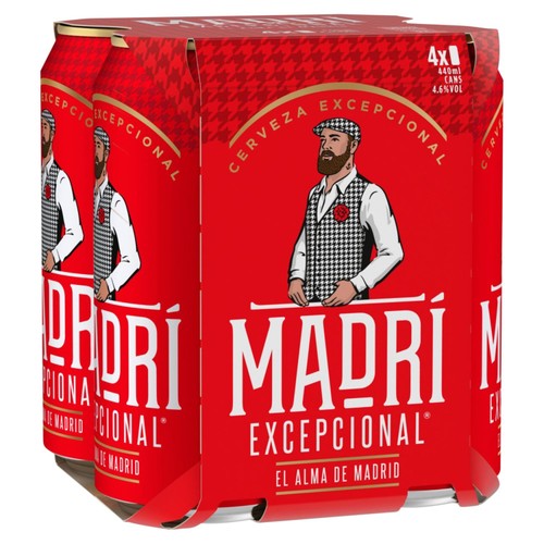 Madri Excepcional Lager Beer Cans 4x440ml